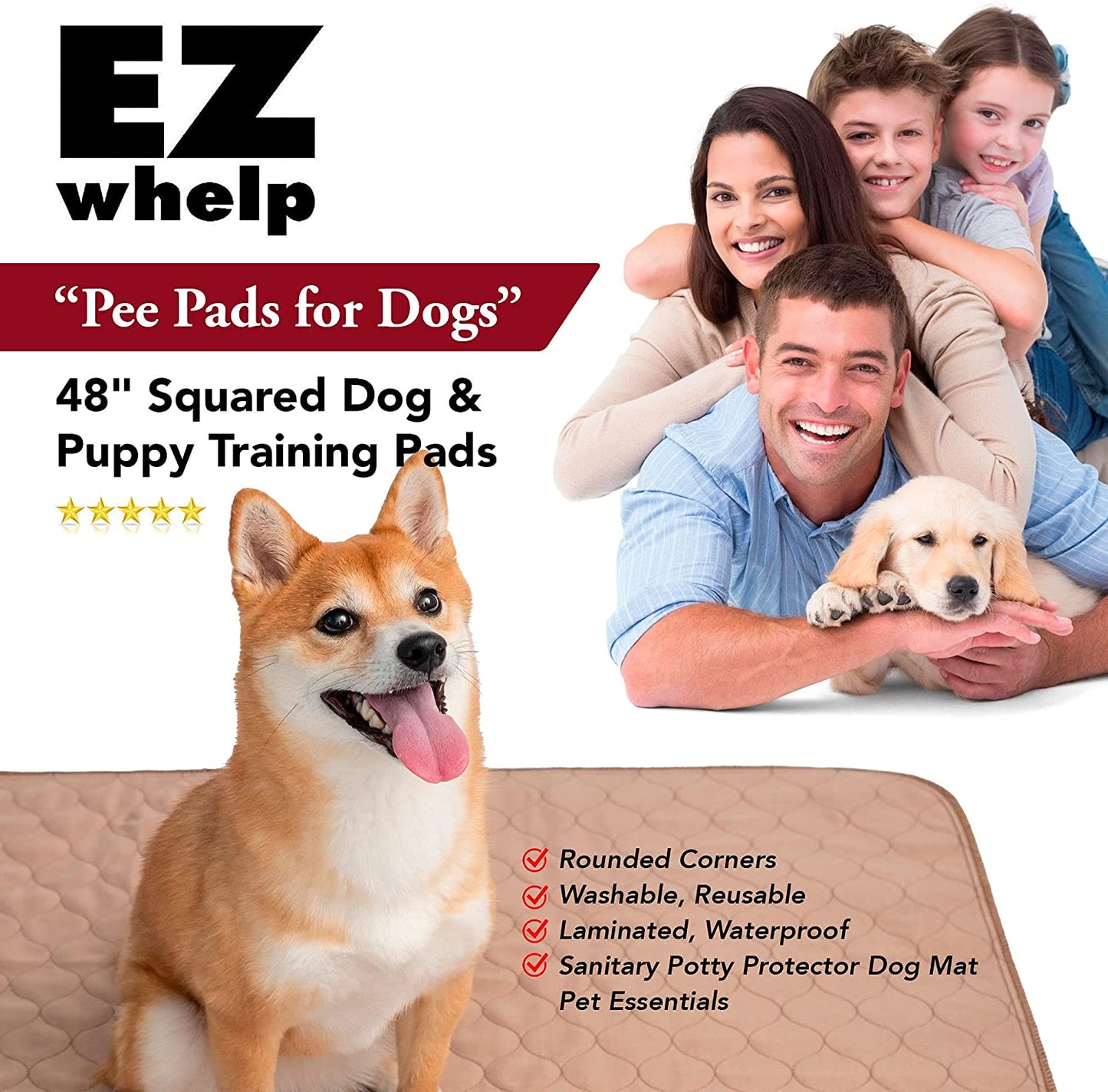 Reusable Dog Pee Pads - Waterproof, Washable Training Pads for Dogs, Puppies, Cats & Small Pets | Durable, Lightweight & Eco-Friendly | 17" x 20"