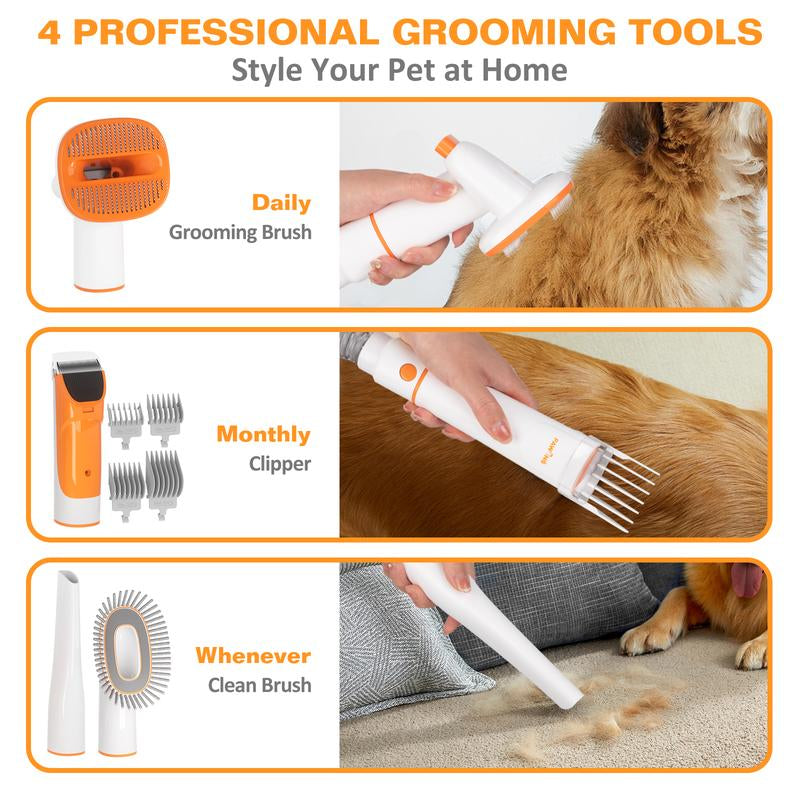 AWING Grooming Vacuum – 5-in-1 Dog & Cat Grooming Kit with Vacuum Suction | Low-Noise Pet Groomer with Clippers, Brushes, Nozzle, 2L Dust Cup & 4 Clipping Combs