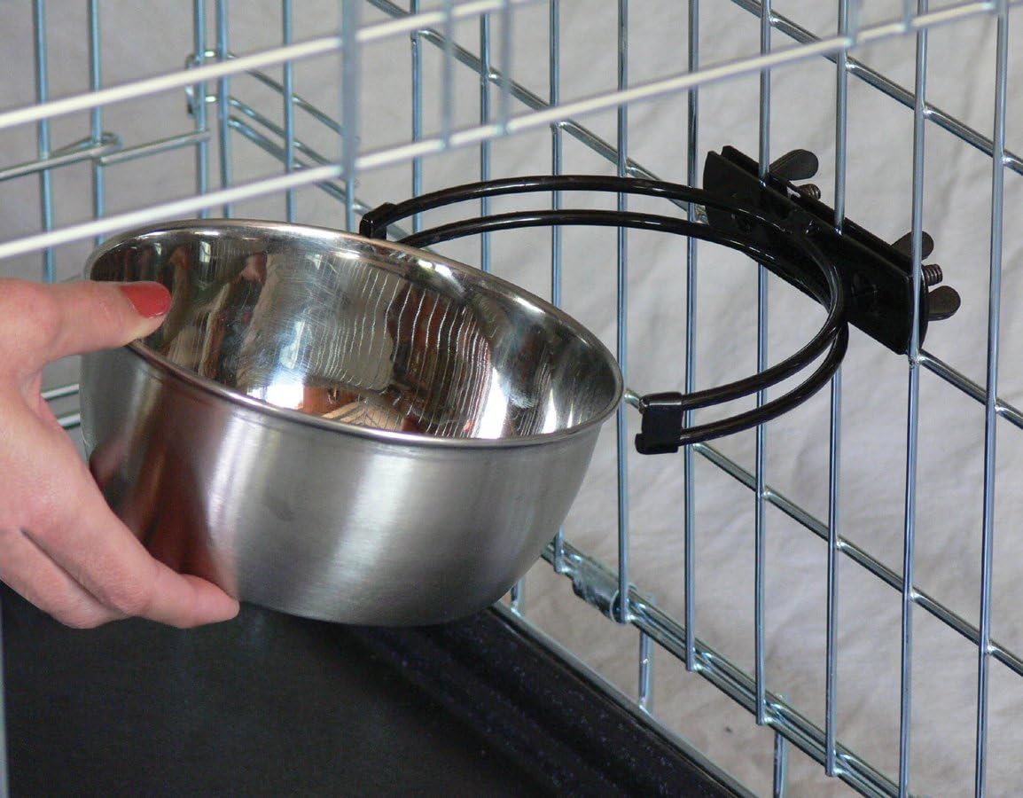 Snap’y Fit Stainless Steel Crate Bowl – 10 oz No-Tip Food & Water Dish with Secure Mount and Rust-Resistant Design for Small Dogs & Cats Rewritten Description: