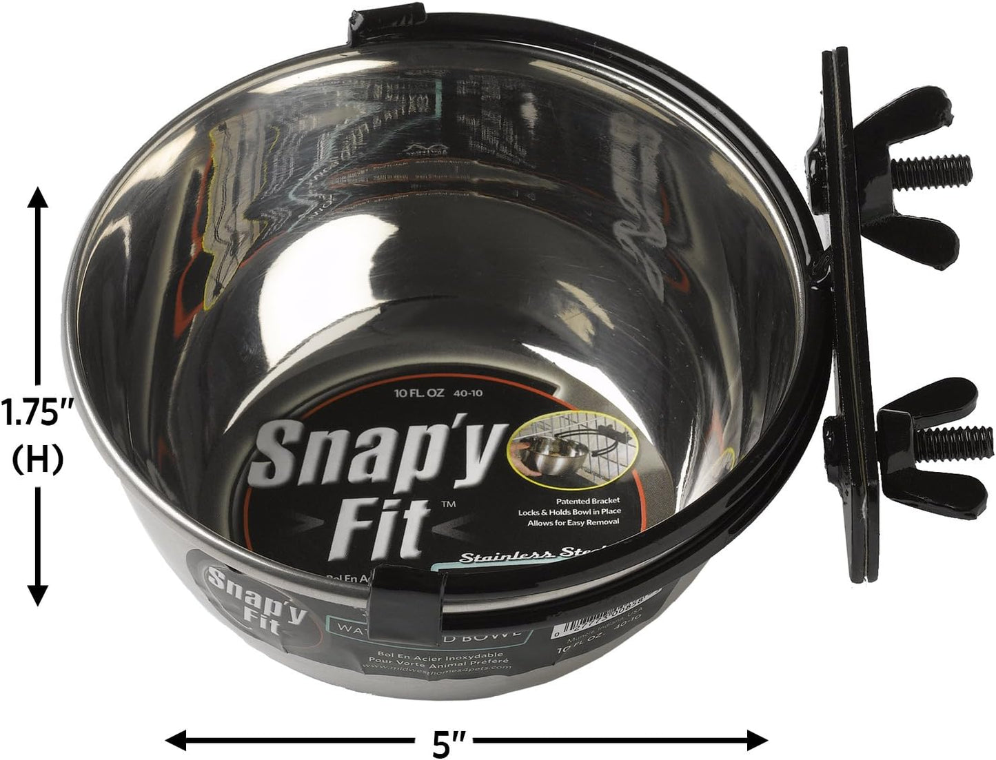 Snap’y Fit Stainless Steel Crate Bowl – 10 oz No-Tip Food & Water Dish with Secure Mount and Rust-Resistant Design for Small Dogs & Cats Rewritten Description: