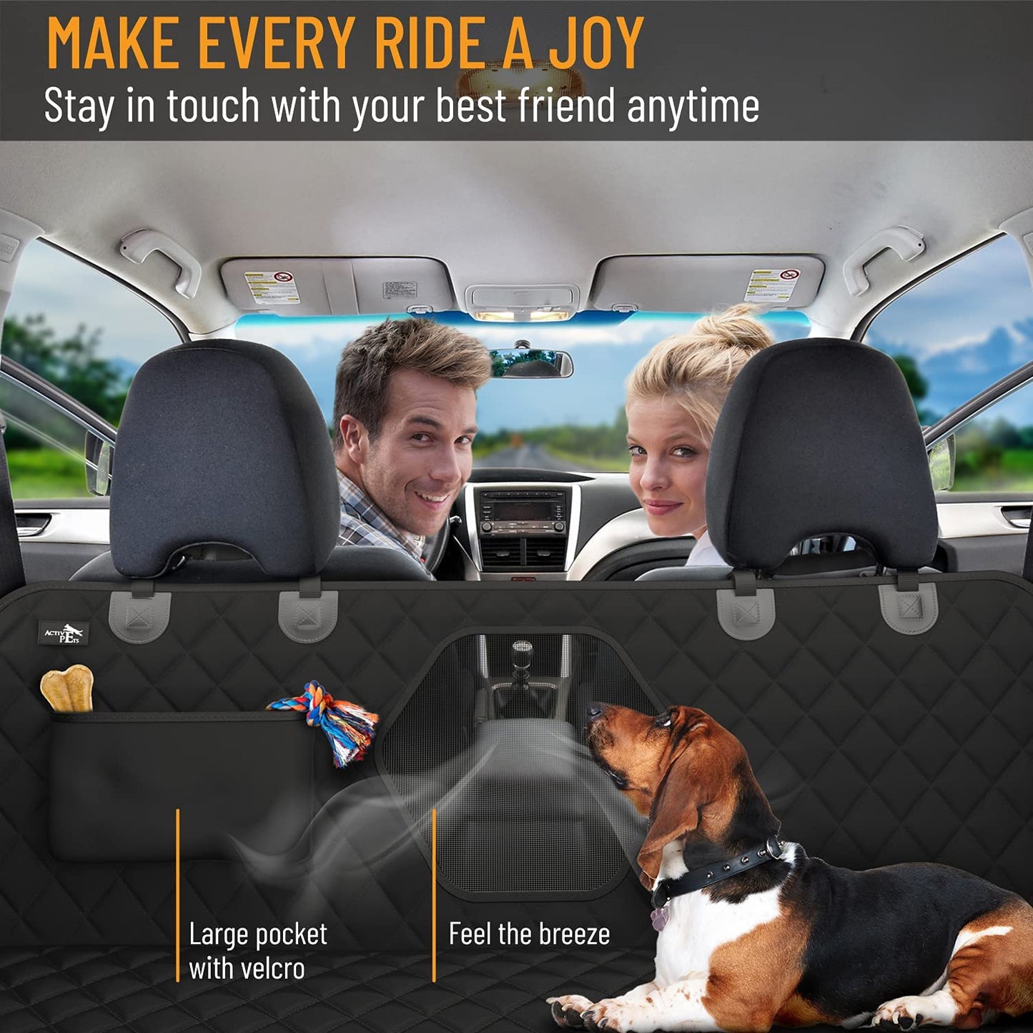 Dog Car Seat Cover for Back Seat – Waterproof Pet Hammock Protector for Cars, SUVs & Trucks | Durable 600D Oxford, Scratchproof, Nonslip & Easy to Clean – Black