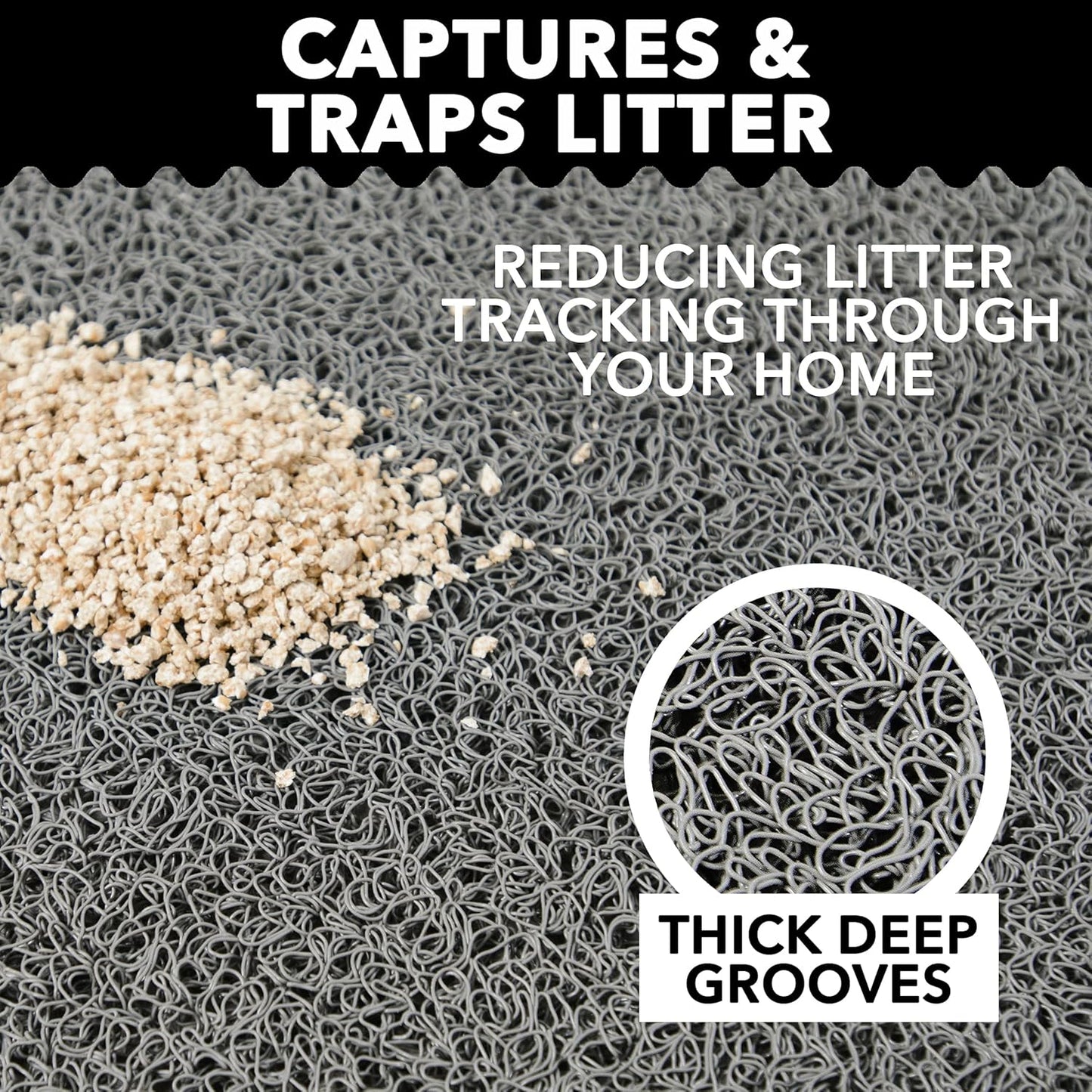 at Litter Mat (XL, 36" x 24") – Non-Slip, Durable & Easy to Clean | Water-Resistant Scatter Control Mat, Soft on Paws, BPA-Free & Non-Toxic | For Covered & Open Litter Boxes