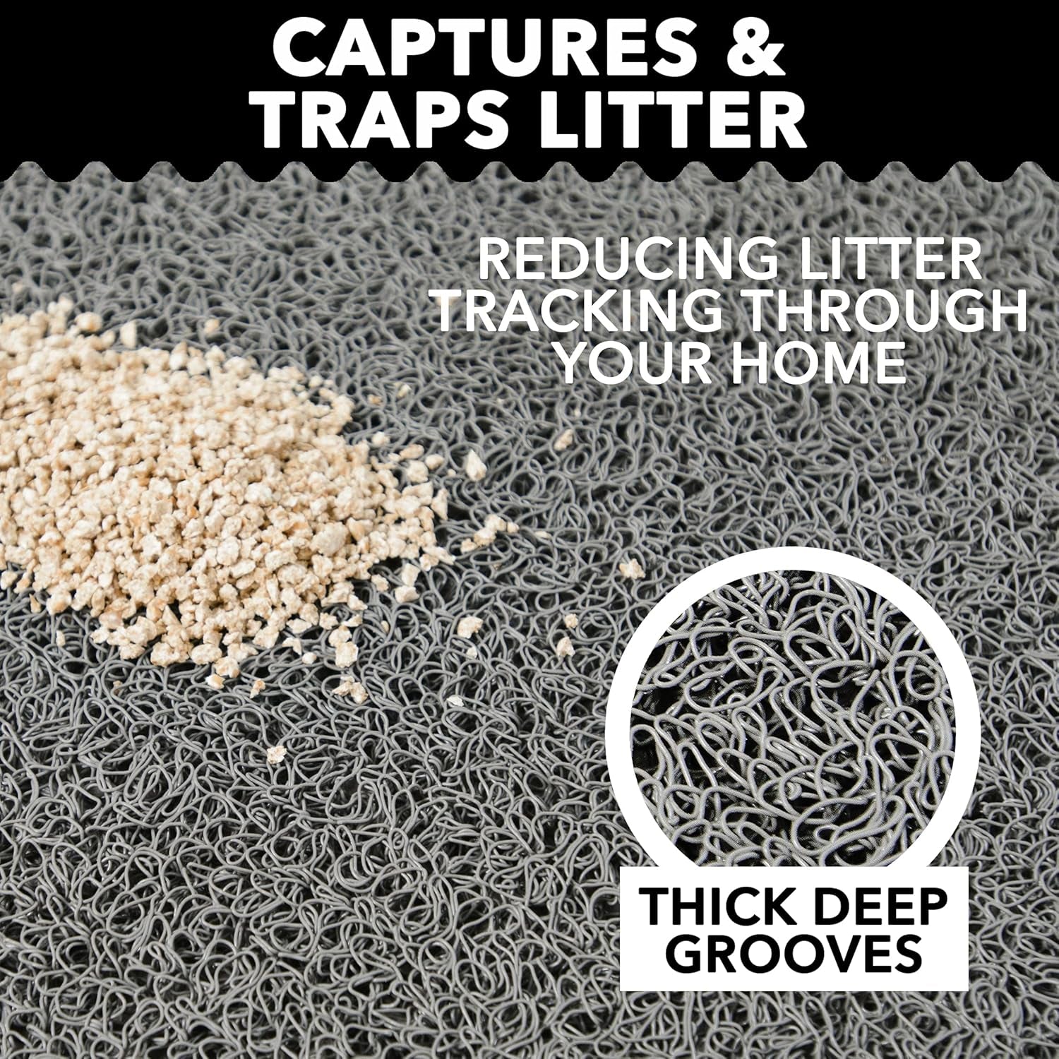 at Litter Mat (XL, 36" x 24") – Non-Slip, Durable & Easy to Clean | Water-Resistant Scatter Control Mat, Soft on Paws, BPA-Free & Non-Toxic | For Covered & Open Litter Boxes