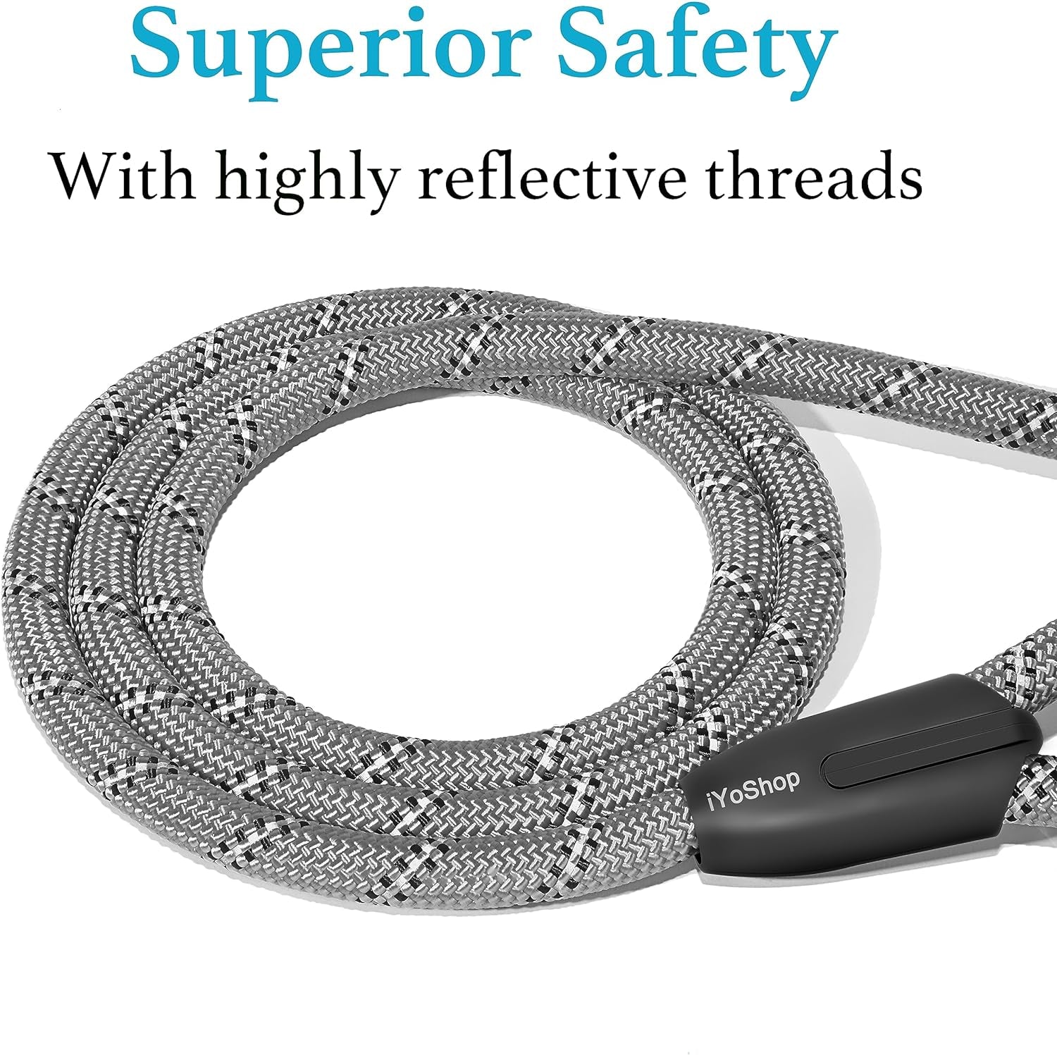 Durable Slip Lead Dog Leash – 6 FT Training Leash with Padded Handle & Reflective Threads | No-Pull, Strong & Comfortable Rope Leash for Small, Medium & Large Dogs (1/2" x 6 FT, Grey)