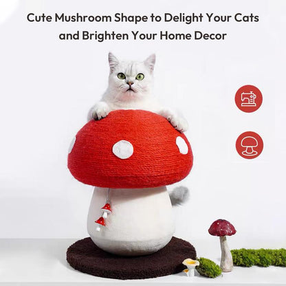 Chip-Proof Sisal Mushroom Cat Scratcher – Hand-Made Durable Sisal Rope Cat Scratch Toy | Interactive Cat Scratching Post for Indoor Cats & Kittens (Red)