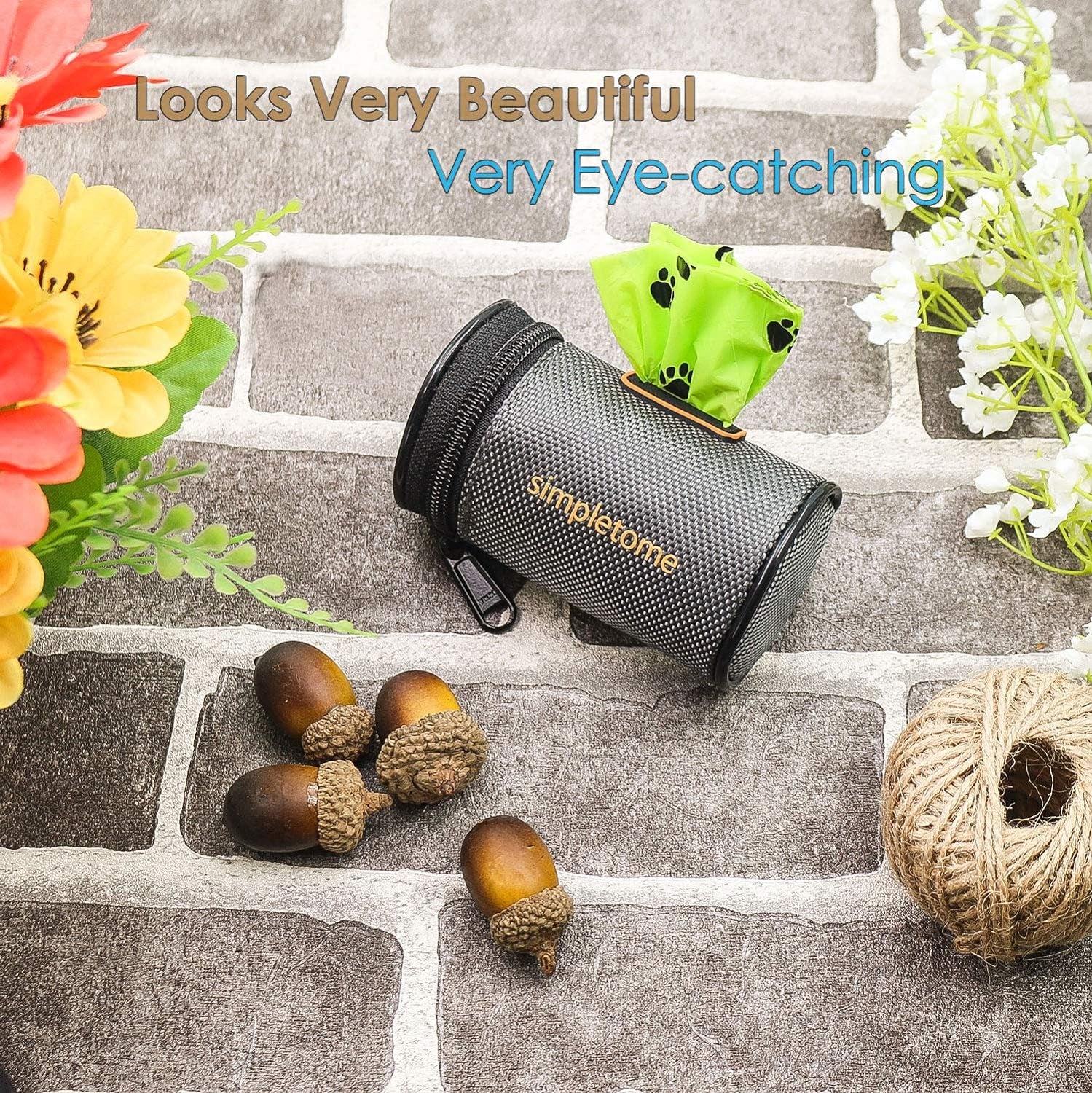 Dog Waste Bag Dispenser for Leash or Belt – Waterproof 1680D Oxford Fabric, YKK Zipper, Noise-Free, Durable & Stylish – Includes 1 Roll of Poop Bags (Grey)