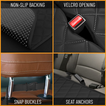 Dog Car Seat Cover for Back Seat – Waterproof Pet Hammock Protector for Cars, SUVs & Trucks | Durable 600D Oxford, Scratchproof, Nonslip & Easy to Clean – Black