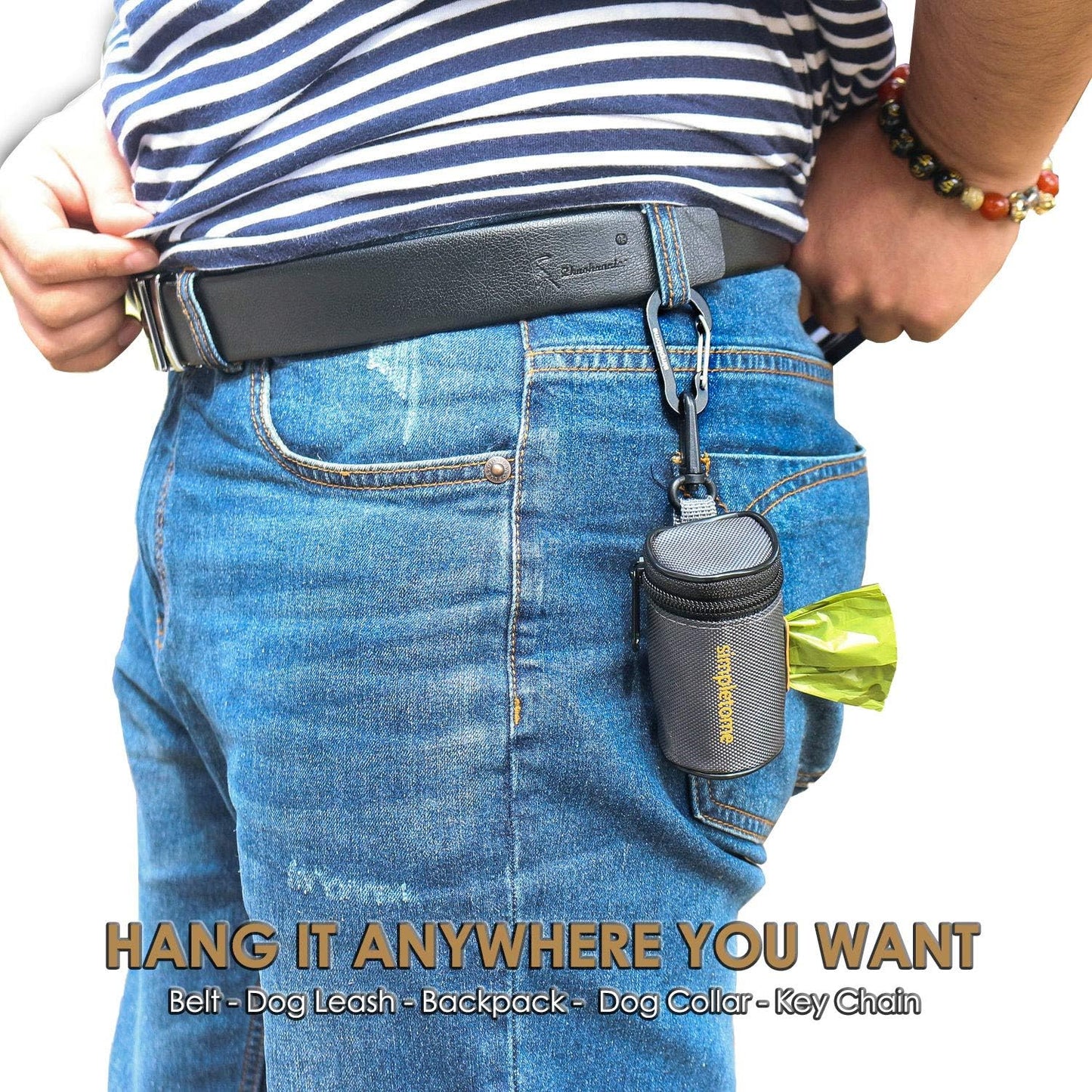 Dog Waste Bag Dispenser for Leash or Belt – Waterproof 1680D Oxford Fabric, YKK Zipper, Noise-Free, Durable & Stylish – Includes 1 Roll of Poop Bags (Grey)