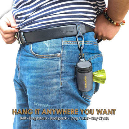 Dog Waste Bag Dispenser for Leash or Belt – Waterproof 1680D Oxford Fabric, YKK Zipper, Noise-Free, Durable & Stylish – Includes 1 Roll of Poop Bags (Grey)