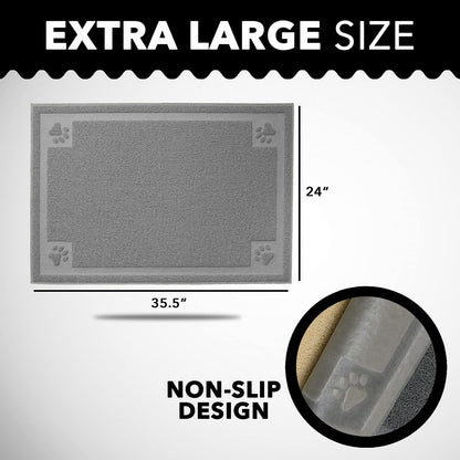 at Litter Mat (XL, 36" x 24") – Non-Slip, Durable & Easy to Clean | Water-Resistant Scatter Control Mat, Soft on Paws, BPA-Free & Non-Toxic | For Covered & Open Litter Boxes