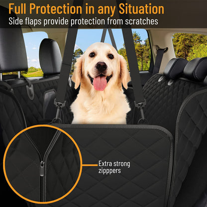 Dog Car Seat Cover for Back Seat – Waterproof Pet Hammock Protector for Cars, SUVs & Trucks | Durable 600D Oxford, Scratchproof, Nonslip & Easy to Clean – Black