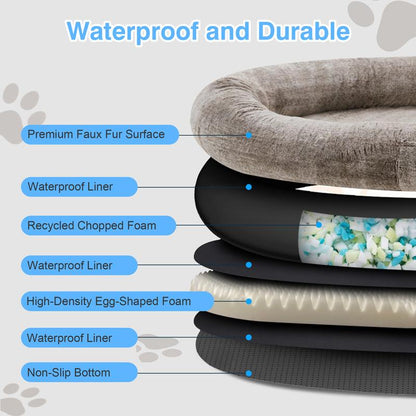 Extra Large Human Dog Bed for Adults & Pets – Cozy Faux Fur Lounger with Pillow & Blanket | Washable Orthopedic Sofa for Deep Sleep & Relaxation | Perfect Gift for Pet Lovers (68"x35"x14")