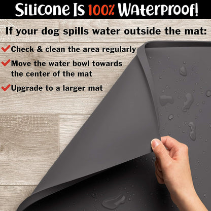 Dog Food Mat – Waterproof & Nonslip Pet Feeding Mat for Dogs & Puppies | Protects Floors from Spills, Easy to Clean, BPA-Free Silicone | Puppy Supplies