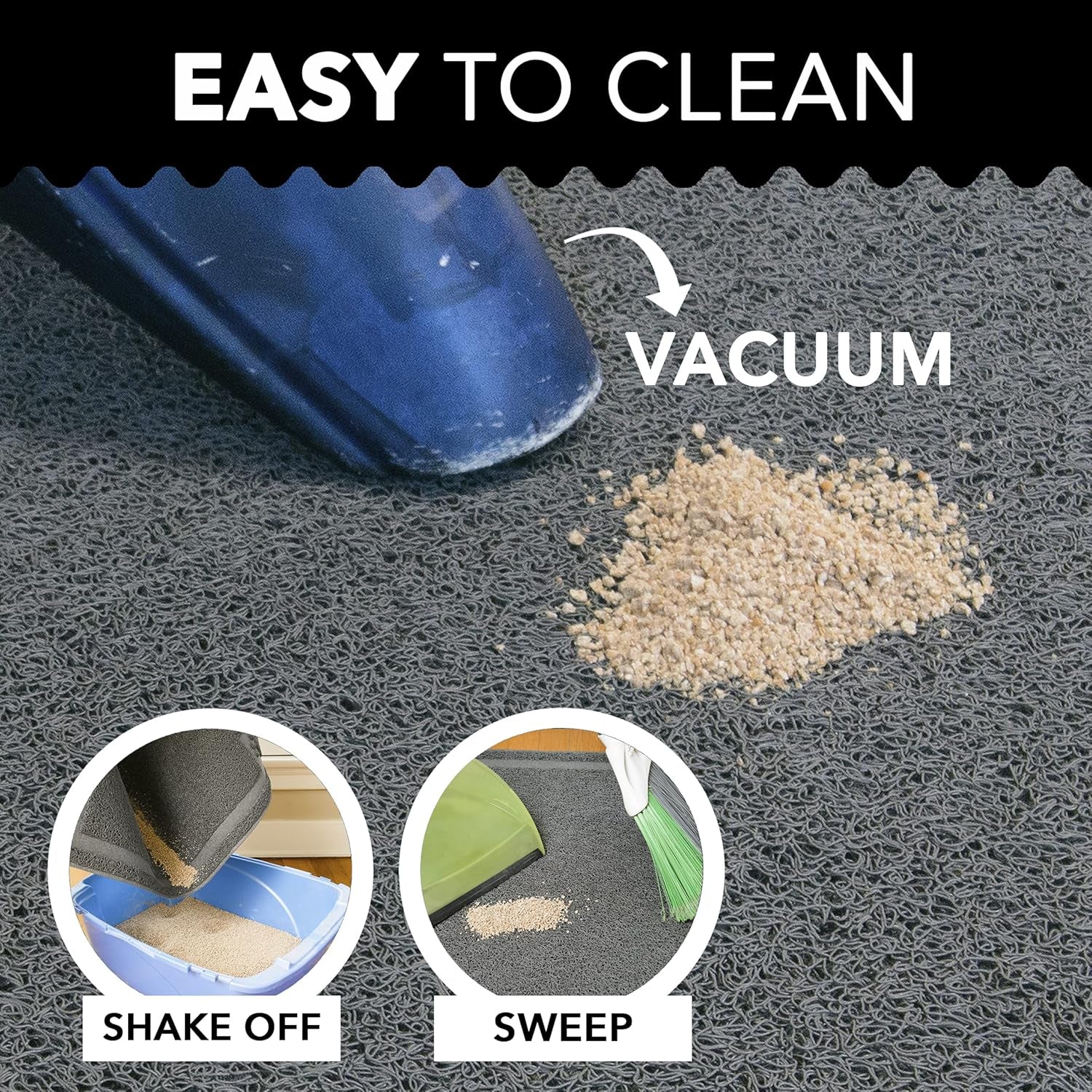 at Litter Mat (XL, 36" x 24") – Non-Slip, Durable & Easy to Clean | Water-Resistant Scatter Control Mat, Soft on Paws, BPA-Free & Non-Toxic | For Covered & Open Litter Boxes