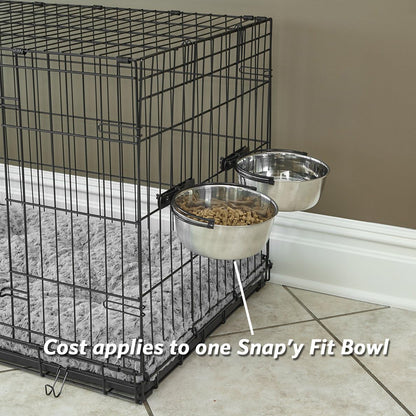 Snap’y Fit Stainless Steel Crate Bowl – 10 oz No-Tip Food & Water Dish with Secure Mount and Rust-Resistant Design for Small Dogs & Cats  Rewritten Description: