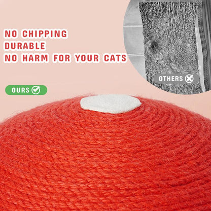 Chip-Proof Sisal Mushroom Cat Scratcher – Hand-Made Durable Sisal Rope Cat Scratch Toy | Interactive Cat Scratching Post for Indoor Cats & Kittens (Red)