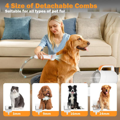AWING Grooming Vacuum – 5-in-1 Dog & Cat Grooming Kit with Vacuum Suction | Low-Noise Pet Groomer with Clippers, Brushes, Nozzle, 2L Dust Cup & 4 Clipping Combs