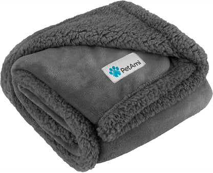 Dog Blanket for Bed – XL Pet Blanket for Large Dogs & Cats | Soft Sherpa Fleece Reversible Couch & Furniture Protector | Washable Plush Throw for Sofa, Car, Crate & Travel (60" x 80", Dark Gray)