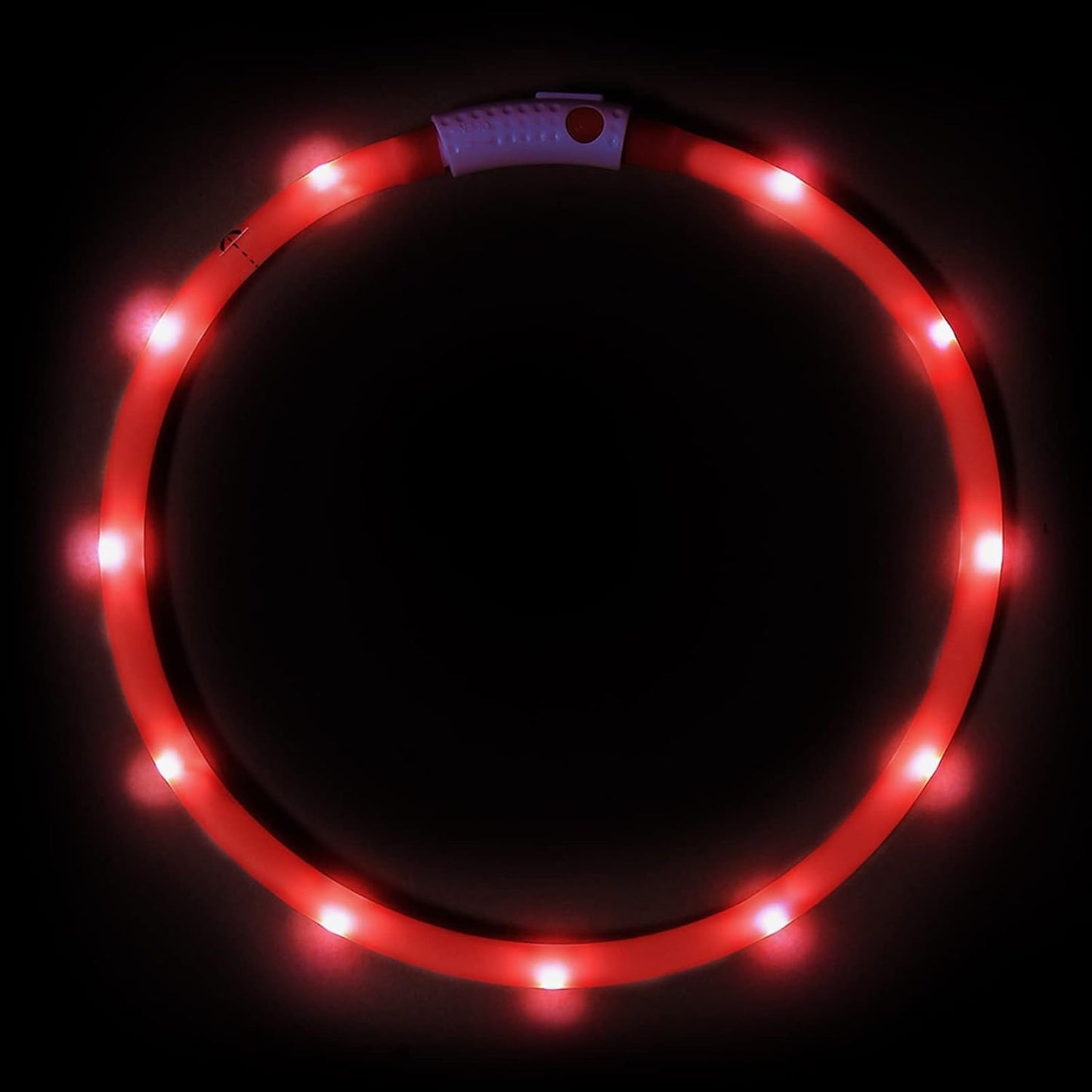 LED Dog Collar – USB Rechargeable Glow in the Dark Necklace for Dogs & Cats | Cuttable Silicone Light-Up Collar with 3 Flash Modes, Waterproof & Visible up to 500m (Red)