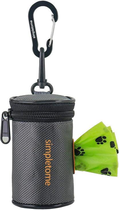 Dog Waste Bag Dispenser for Leash or Belt – Waterproof 1680D Oxford Fabric, YKK Zipper, Noise-Free, Durable & Stylish – Includes 1 Roll of Poop Bags (Grey)