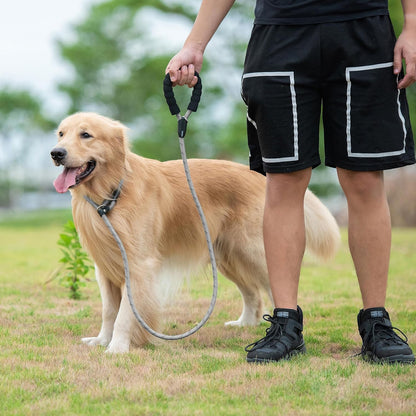 Durable Slip Lead Dog Leash – 6 FT Training Leash with Padded Handle & Reflective Threads | No-Pull, Strong & Comfortable Rope Leash for Small, Medium & Large Dogs (1/2" x 6 FT, Grey)