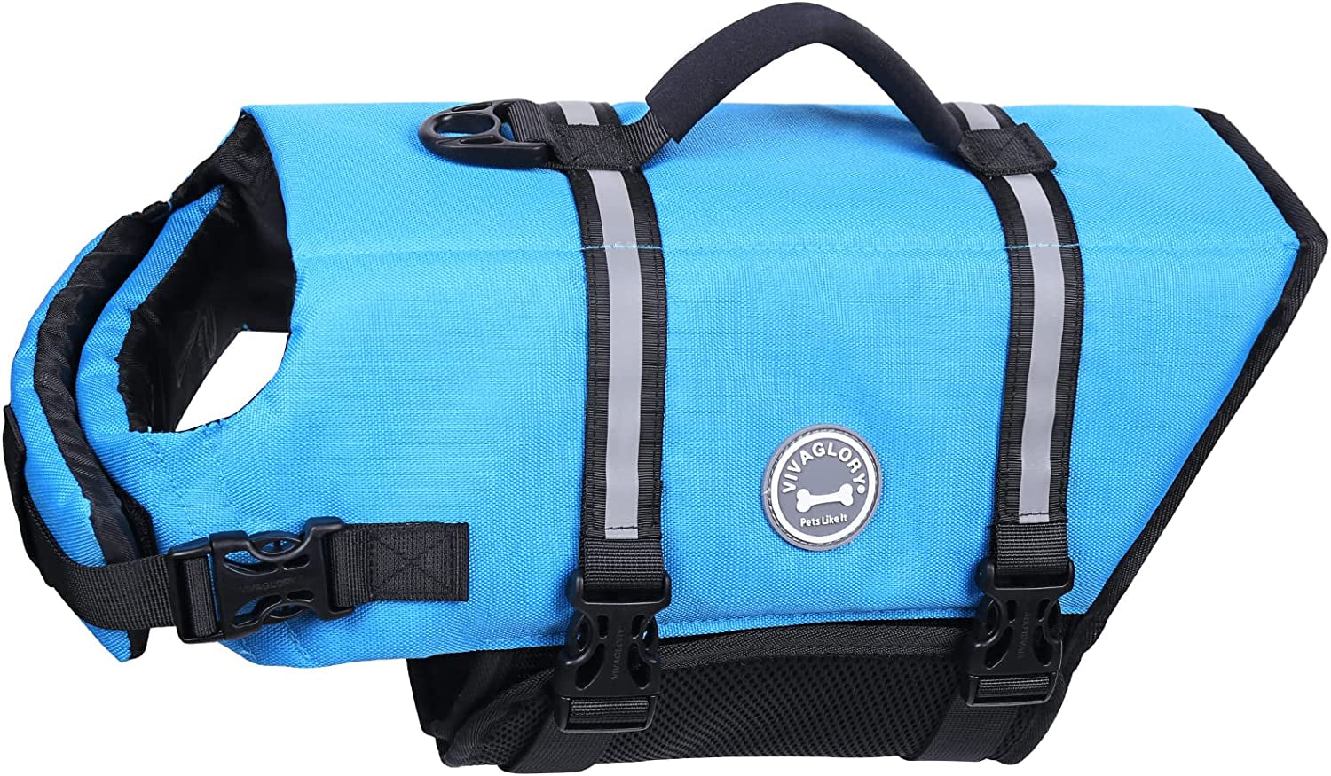 Ripstop Dog Life Vest – Durable Dog Life Jacket with Rescue Handle & Reflective Trim | Buoyant Safety Swimming Vest for Puppies & Dogs, Adjustable Fit for Boating & Water Sports (M, Blue)